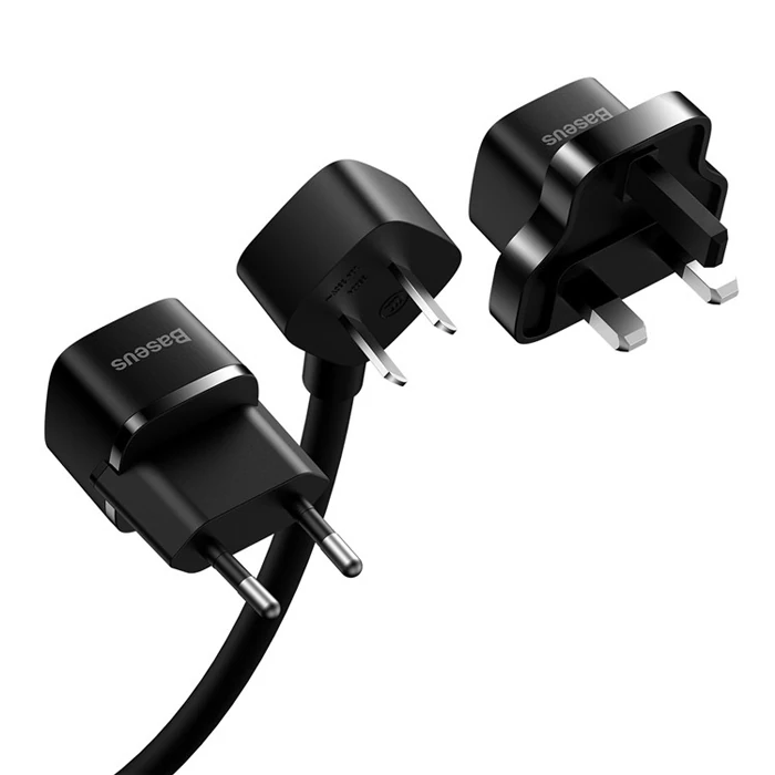 BASEUS PowerCombo Mini Power Strip 1AC 10 m Güç Kablosu /EU + UK Fiş Adaptörleri Dahil-(5775) - Siyah