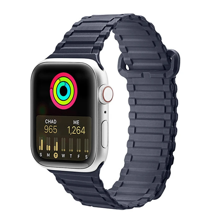 Dux Ducis Apple Watch 38/40/41MM için Manyetik Armor Silikon Kordon Kayış-(5775) - Mor-Açık Pembe