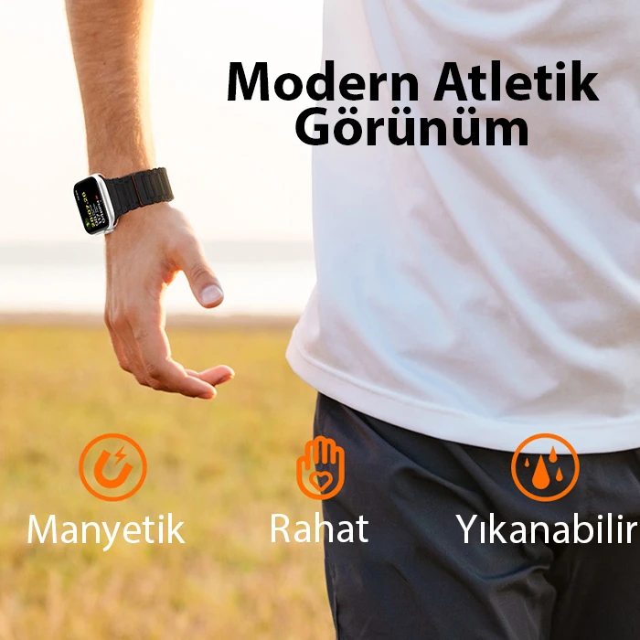 Dux Ducis Apple Watch 38/40/41MM için Manyetik Armor Silikon Kordon Kayış-(5775) - Mor-Açık Pembe