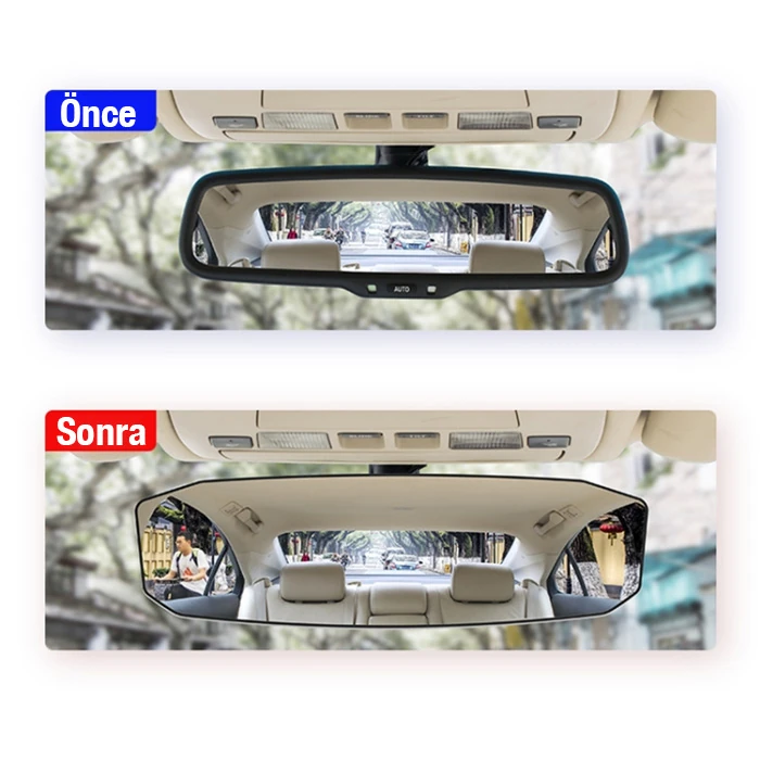 ALLY SD-2415 Kavisli Dışbükey Geniş Açılı Araç Dikiz Aynası 299x90mm-(5775) - Siyah