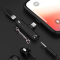 İPhone 3.5mm Kulaklık Ve Şarj Dönüştürücü Başlık Adaptör-(5775) - Siyah