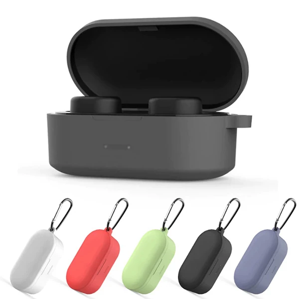 QCY T1S/T2C Bluetooth Kulaklık İçin Silikon Koruma Kılıf+ Anahtarlık-(5775) - Kırmızı