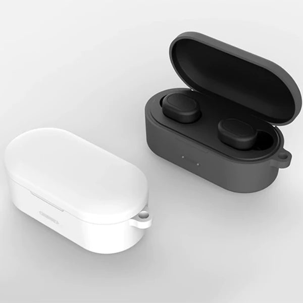 QCY T1S/T2C Bluetooth Kulaklık İçin Silikon Koruma Kılıf+ Anahtarlık-(5775) - Siyah