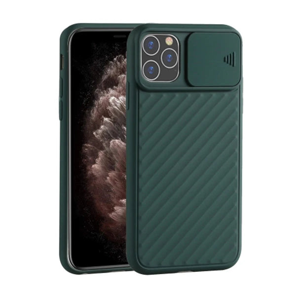 Ally İPhone 11 Pro Max 6.5 Kılıf Kamera Kapatan koruyucu Sürgülü Kılıf-(5775) - Yeşil