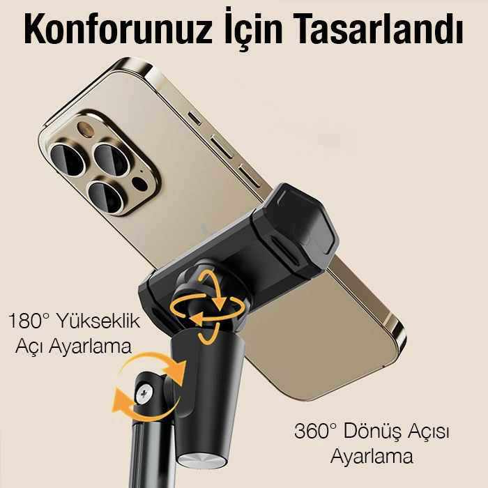 ALLY T8 360° Dönebilen Yükseklik Ayarlı Masa Üstü Telefon Tutucu-(5775) - Siyah