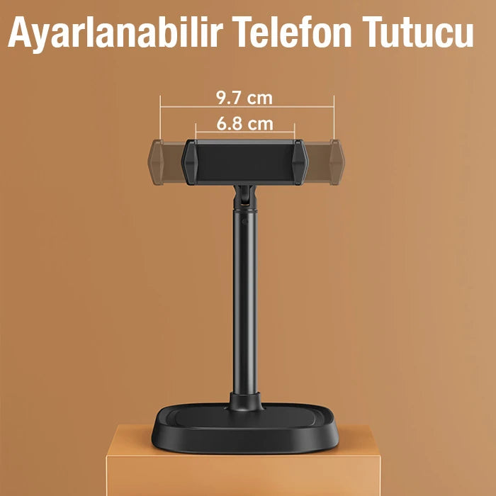 ALLY T8 360° Dönebilen Yükseklik Ayarlı Masa Üstü Telefon Tutucu-(5775) - Siyah