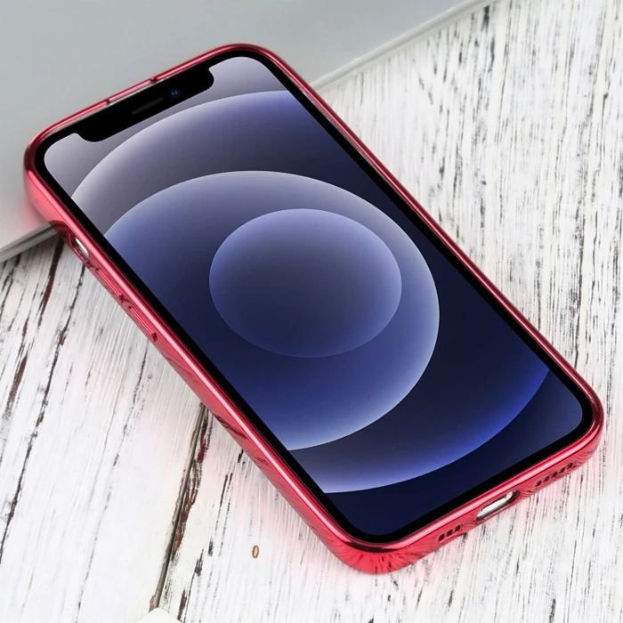 iPhone 13 Mini 5.4inç Lazer Kaplama Renkli Kenar Şeffaf Kılıf-(5775) - Gold
