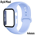 ALLY Apple Watch 4-5-6 44mm Silikon Kordon Kayış ve Ekran Koruyucu Kılıf-(5775) - Yeşil
