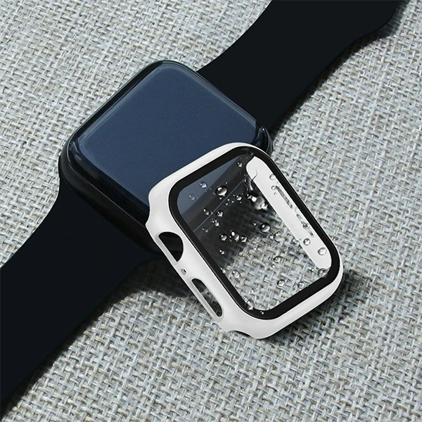 ALLY Apple Watch 4-5-6 44mm Silikon Kordon Kayış ve Ekran Koruyucu Kılıf-(5775) - Açık Yeşil