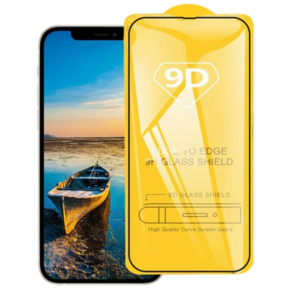 Ally iPhone 13 Pro Max 6.7 Full Glue-Tempered Cam Ekran Koruyucu-(5775) - Siyah