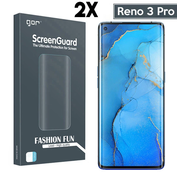 GOR Oppo Reno 3 Pro 3D Kavisli Full Ekran Koruyucu 2 Adet Set-(5775) - Şeffaf 2
