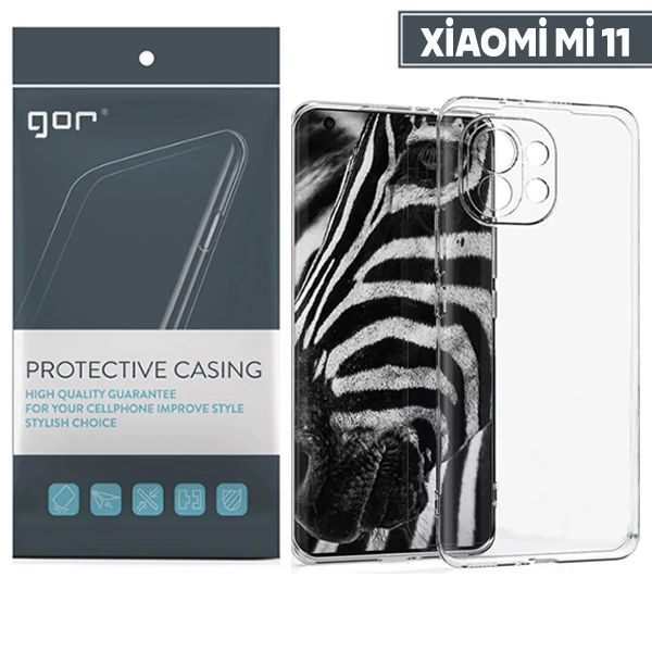 GOR Xiaomi Mi 11 Kılıf Kamera Korumalı Şeffaf Silikon Kılıf-(5775) - Şeffaf 2