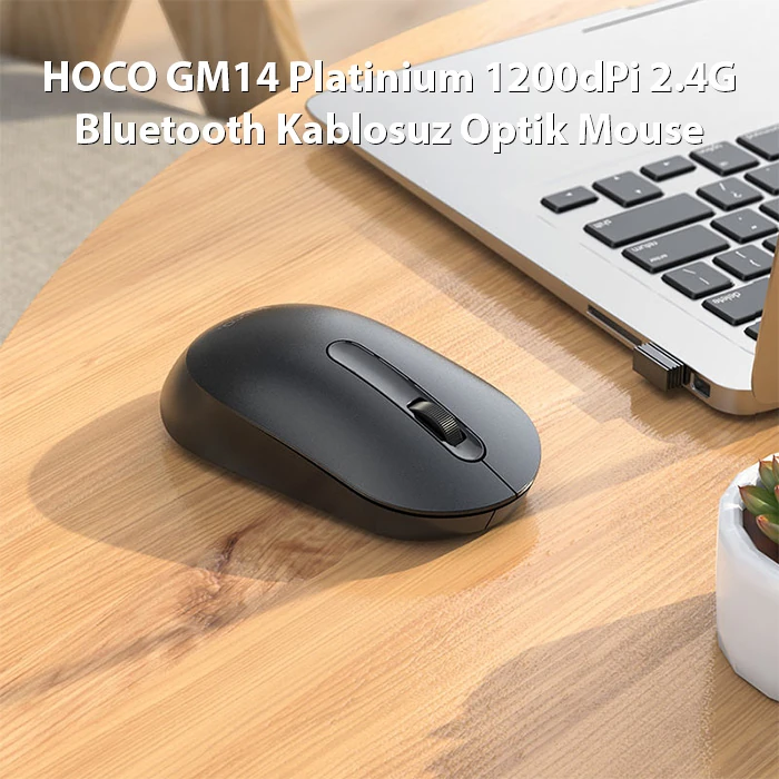HOCO GM14 Platinium 1200dPi 2.4G Bluetooth Kablosuz Optik Mouse-(5775) - Beyaz