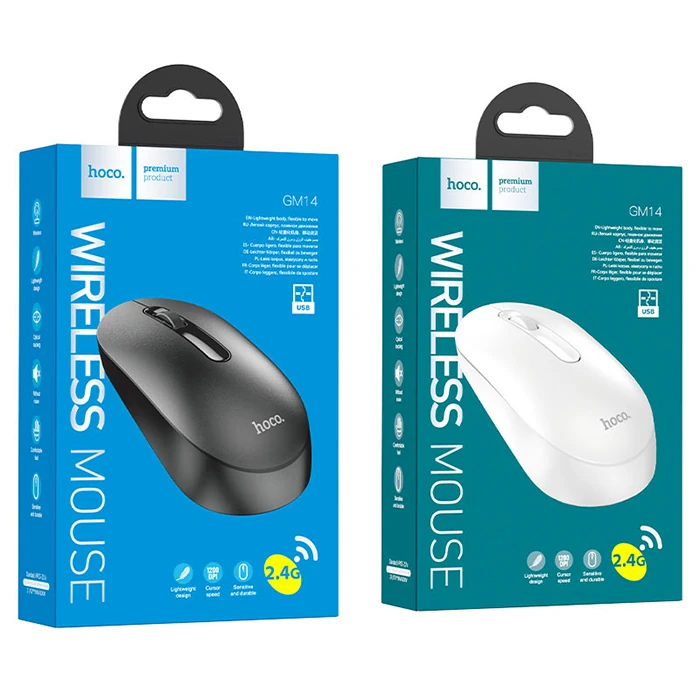 HOCO GM14 Platinium 1200dPi 2.4G Bluetooth Kablosuz Optik Mouse-(5775) - Beyaz