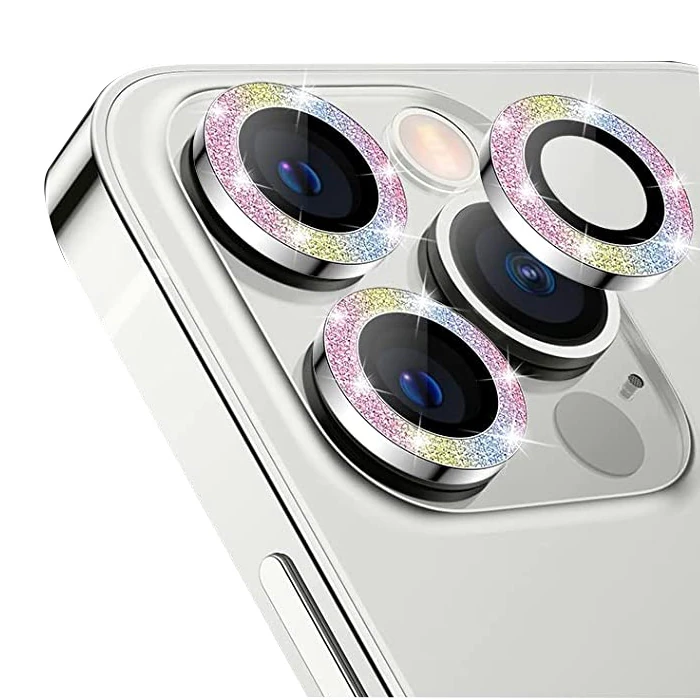 ALLY İphone 12 Pro Max 3D Metal Çerçeveli Kamera Lens Koruyucu-(5775) - Siyah