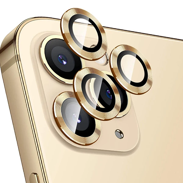 ALLY İphone 12 Pro Max 3D Metal Çerçeveli Kamera Lens Koruyucu-(5775) - Siyah