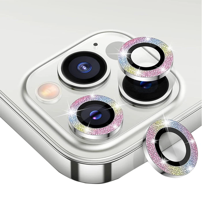 ALLY İphone 12 Pro Max 3D Metal Çerçeveli Kamera Lens Koruyucu-(5775) - Siyah