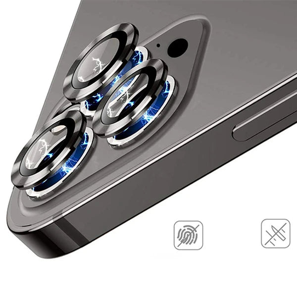 ALLY İphone 12 Pro Max 3D Metal Çerçeveli Kamera Lens Koruyucu-(5775) - Siyah