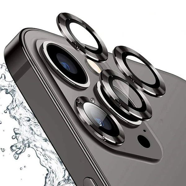 ALLY İphone 12 Pro Max 3D Metal Çerçeveli Kamera Lens Koruyucu-(5775) - Siyah