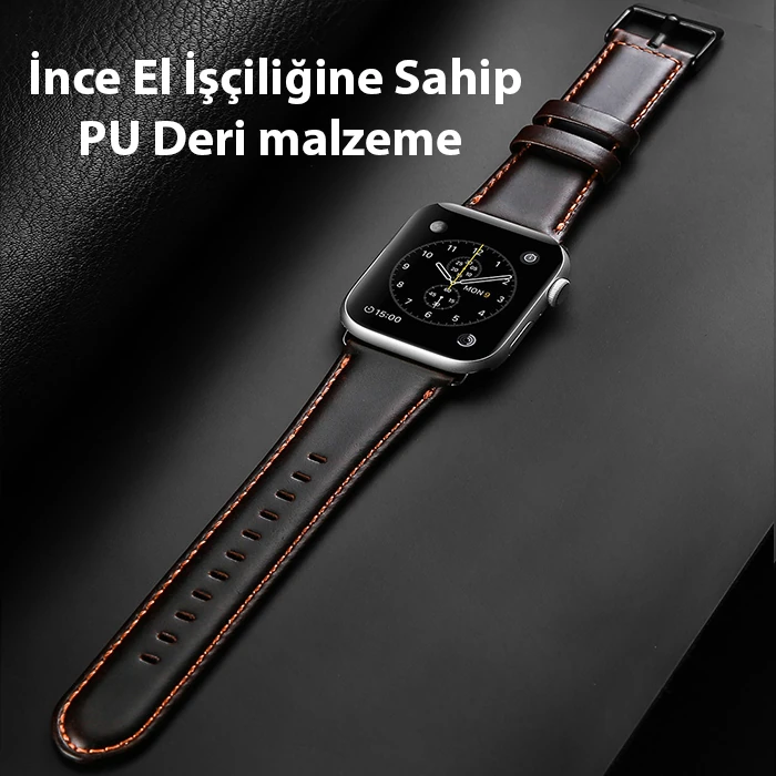Dux Ducis Apple Watch 38/40/41MM için Business Deri Kayış Kordon-(5775) - Kahverengi