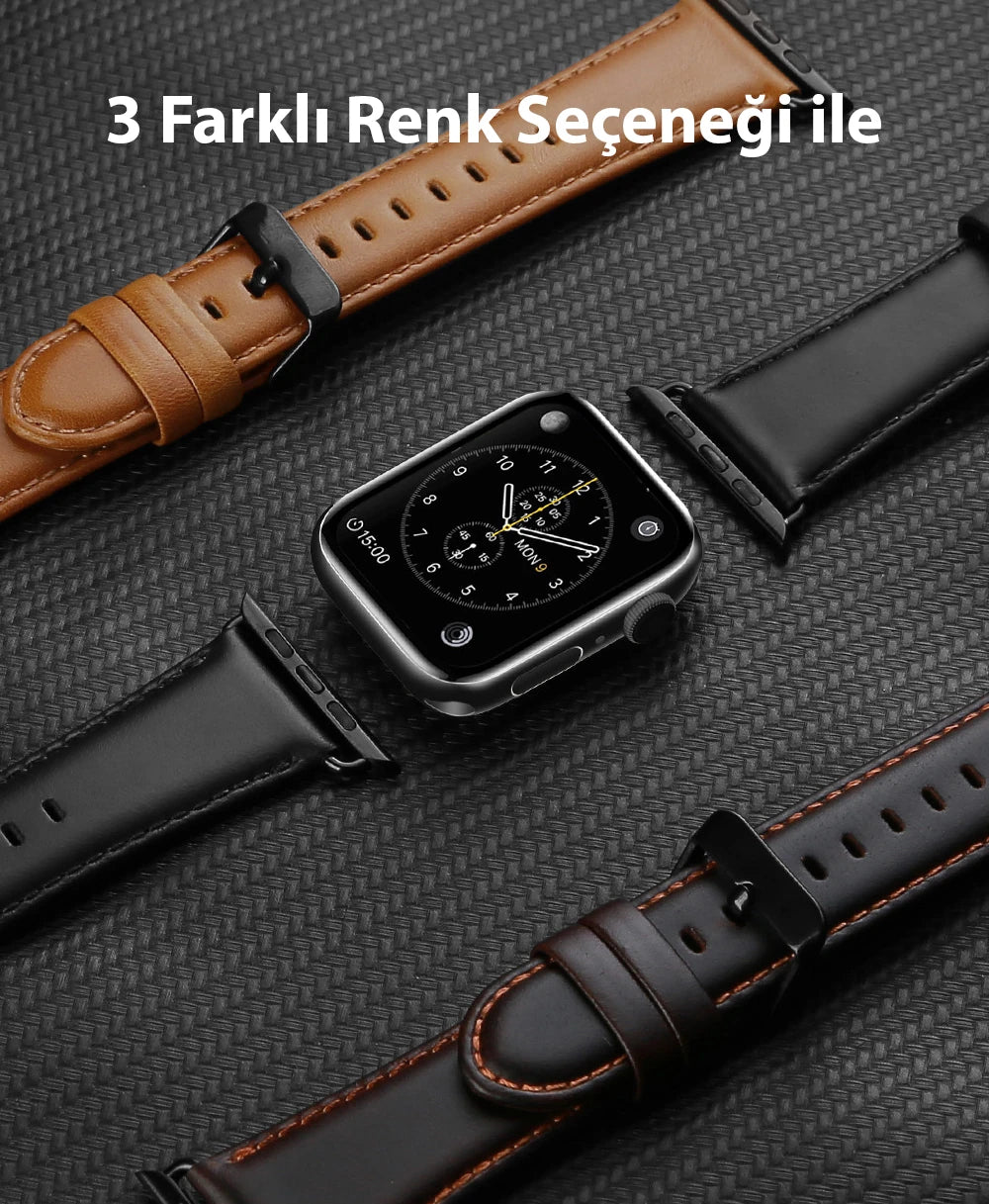 Dux Ducis Apple Watch 38/40/41MM için Business Deri Kayış Kordon-(5775) - Siyah