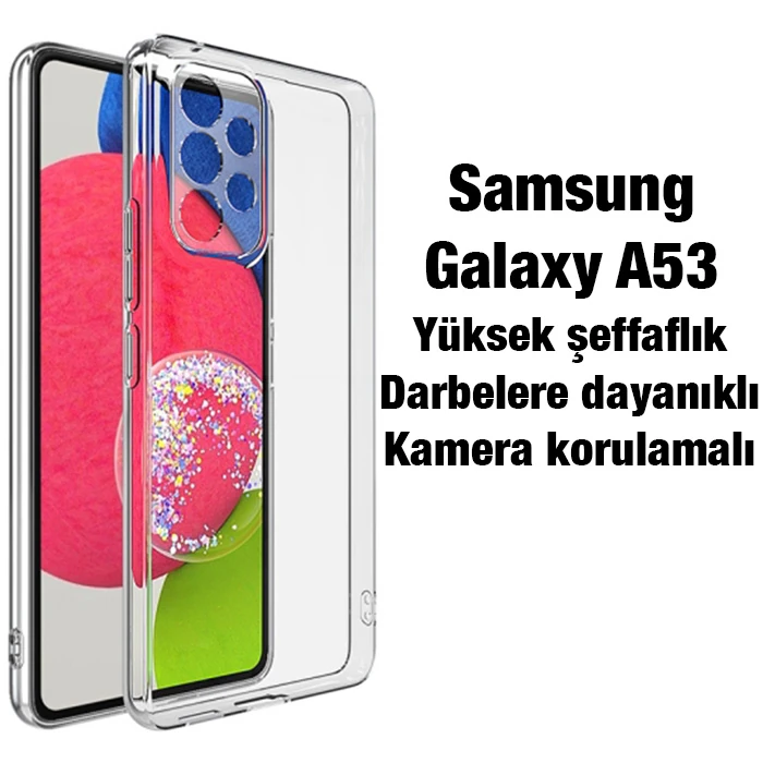 Ally SM Galaxy A53 5G Kılıf Kamera Korumalı Ultra İnce Şeffaf Silikon Kılıf-(5775) - Şeffaf 2