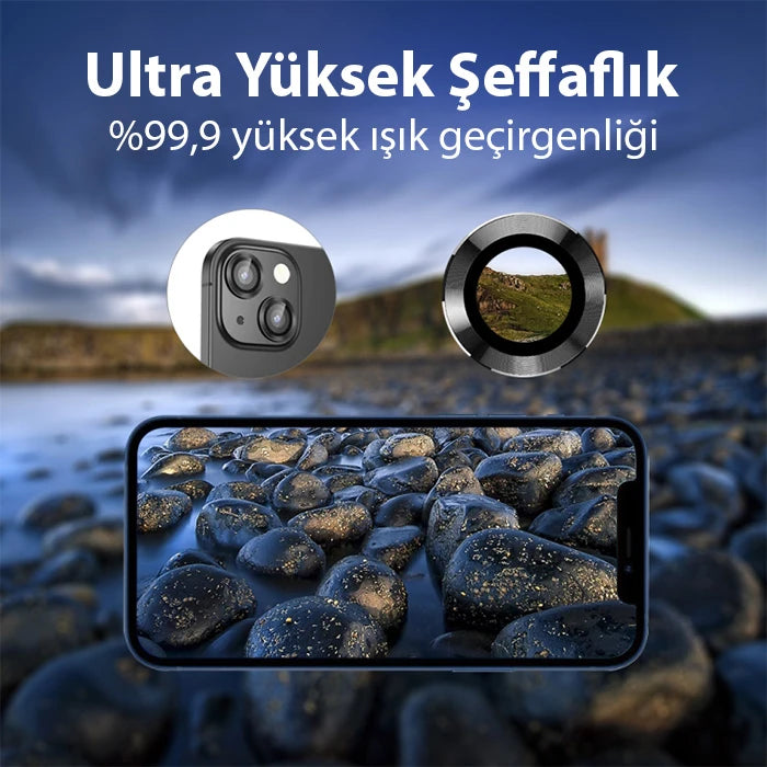 ALLY iPhone 15/15 Plus Tempered Kamera Lens Koruma Camı-(5775) - Yeşil