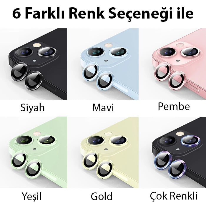 ALLY iPhone 15/15 Plus Tempered Kamera Lens Koruma Camı-(5775) - Pembe
