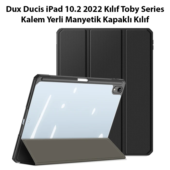 Dux Ducis iPad 10.2 2022 Kılıf Toby Series Kalem Yerli Manyetik Kapaklı Kılıf-(5775) - Siyah