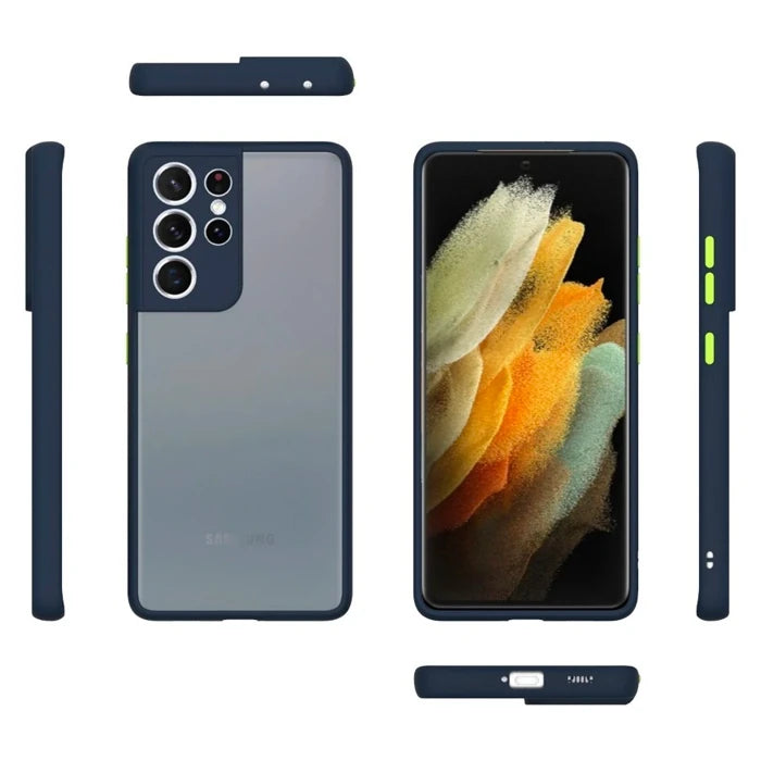 SM Galaxy S21 Ultra Ultra Kamera Korumalı Premium Silikon Kılıf-(5775) - Asker Yeşili