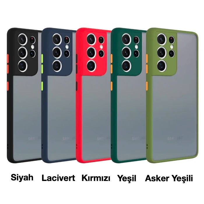 SM Galaxy S21 Ultra Ultra Kamera Korumalı Premium Silikon Kılıf-(5775) - Asker Yeşili