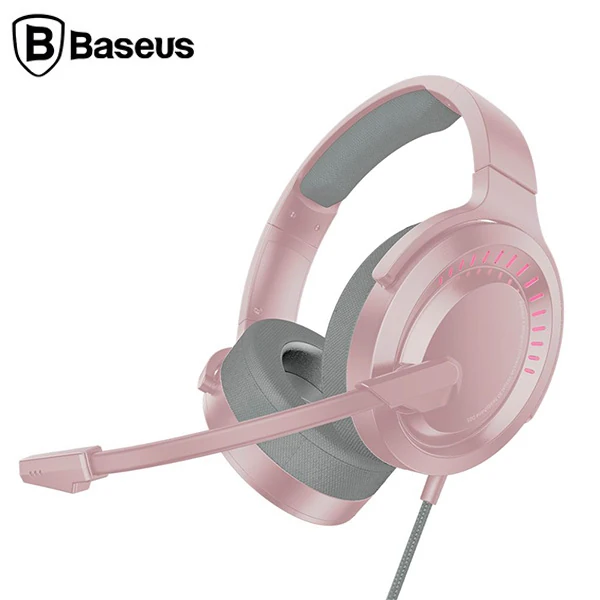 Baseus GAMO D05 Immersive Virtual 3D Işıklı pc Gaming Oyuncu Kulaklığı-(5775) - Pembe