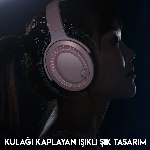 Baseus GAMO D05 Immersive Virtual 3D Işıklı pc Gaming Oyuncu Kulaklığı-(5775) - Pembe