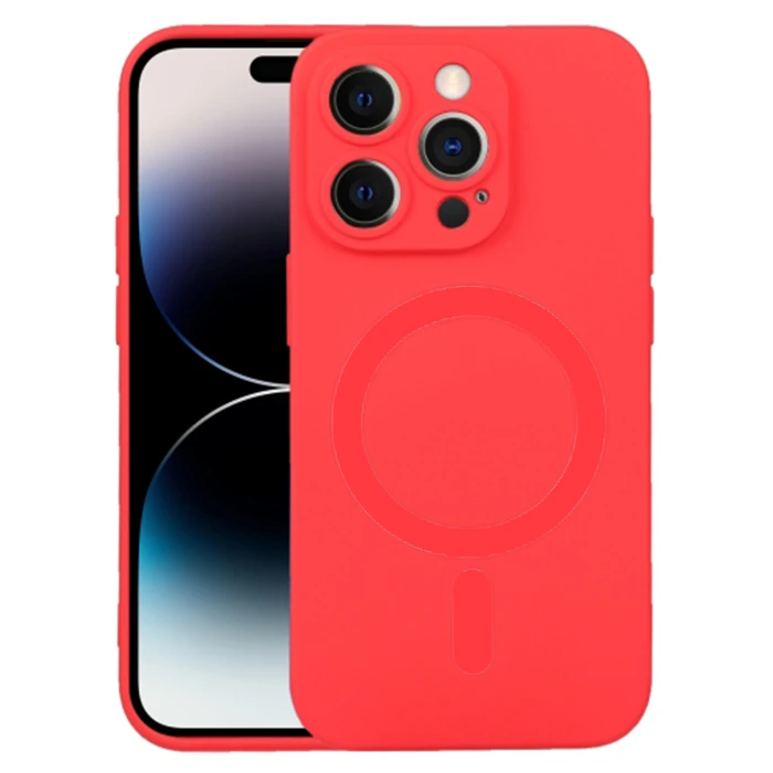 ALLY iPhone 14 Pro 6.1inç Liquid Silica Magsafe Uyumlu Silikon Kılıf-(5775) - Mavi