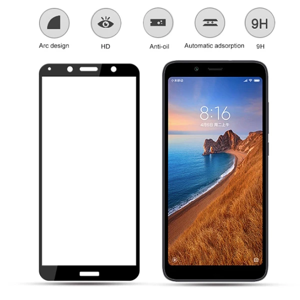 Xiaomi Redmi 7A 3D Full Kaplama Kırılmaz Cam Ekran Koruyucu-(5775) - Siyah