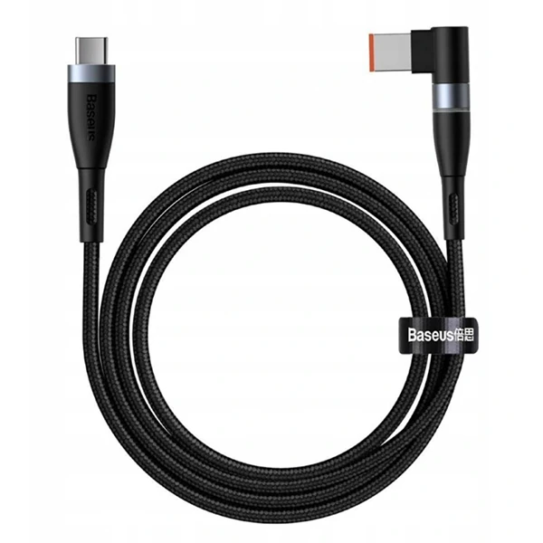 Baseus Zinc Manyetik Type-C to DC Square Portu Lenovo Laptop Şarj Kablosu 100W 2m-(5775) - Siyah