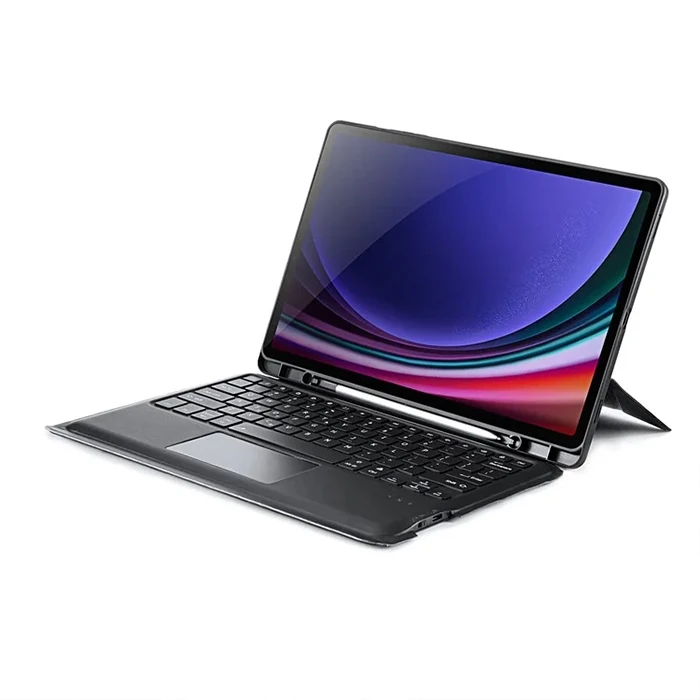 DUX DUCIS Samsung Galaxy Tab S9 + Ayrılabilir Bluetooth Klavye Touchpad PU Deri Kılıf-(5775) - Siyah