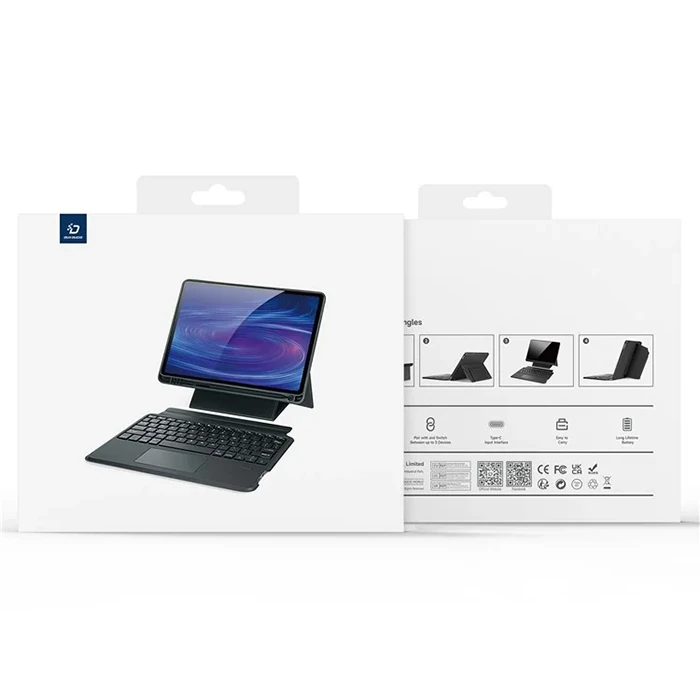 DUX DUCIS Samsung Galaxy Tab S9 + Ayrılabilir Bluetooth Klavye Touchpad PU Deri Kılıf-(5775) - Siyah
