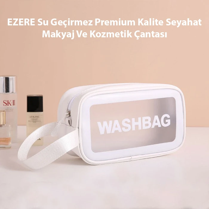 EZERE Su Geçirmez Premium Kalite Seyahat Makyaj Ve Kozmetik Çantası 3 Adet Set-(5775) - Siyah