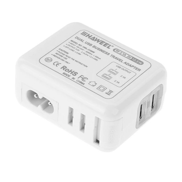 Haweel Universal Seyahat Şarj Adaptör İPhone Ve 1 Mikro Usb Şarj Kablosu Set-(5775) - Beyaz