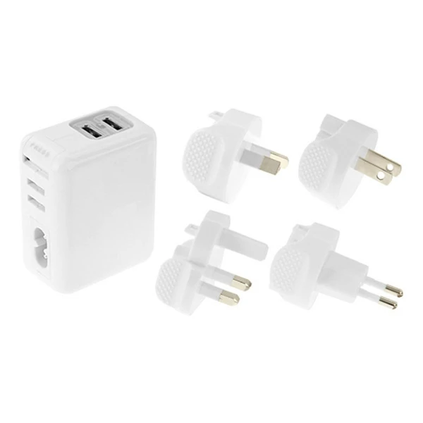 Haweel Universal Seyahat Şarj Adaptör İPhone Ve 1 Mikro Usb Şarj Kablosu Set-(5775) - Beyaz