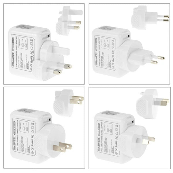 Haweel Universal Seyahat Şarj Adaptör İPhone Ve 1 Mikro Usb Şarj Kablosu Set-(5775) - Beyaz