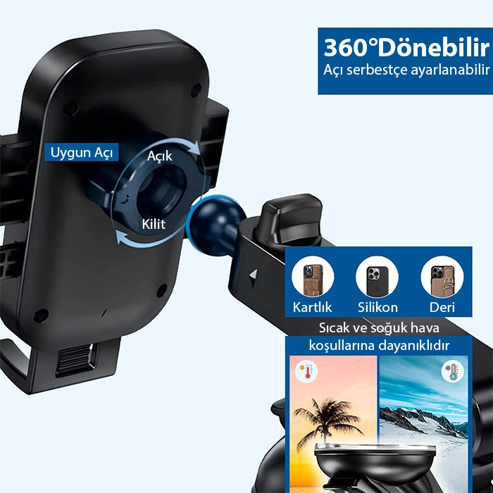 ALLY  A145 Araç İçi Torpido Üstü Telefon Tutucu-(5775) - Siyah