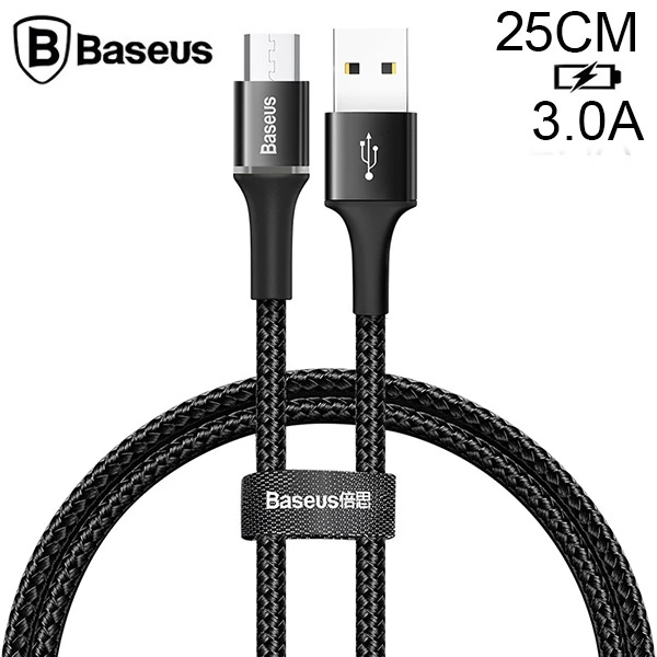 Baseus halo Mikro Usb 3A Hızlı Şarj 0.25CM Kısa Power Bank için Şarj Kablosu-(5775) - Kırmızı
