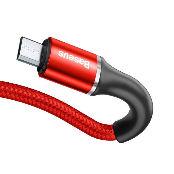 Baseus halo Mikro Usb 3A Hızlı Şarj 0.25CM Kısa Power Bank için Şarj Kablosu-(5775) - Kırmızı