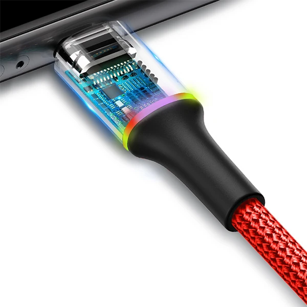Baseus halo Mikro Usb 3A Hızlı Şarj 0.25CM Kısa Power Bank için Şarj Kablosu-(5775) - Kırmızı