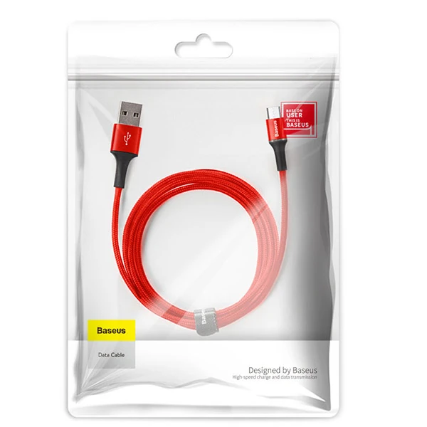 Baseus halo Mikro Usb 3A Hızlı Şarj 0.25CM Kısa Power Bank için Şarj Kablosu-(5775) - Kırmızı