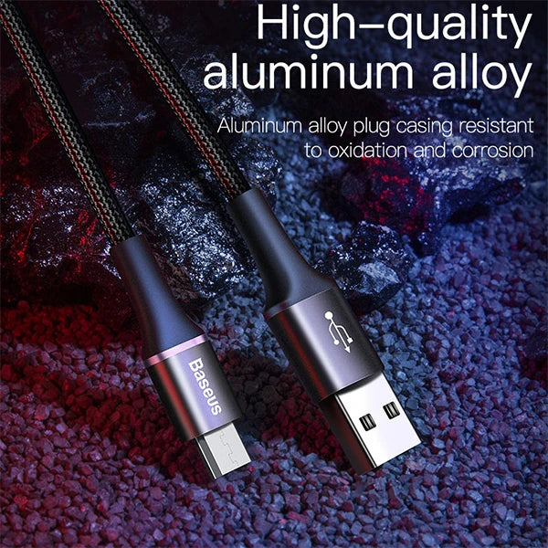 Baseus halo Mikro Usb 3A Hızlı Şarj 0.25CM Kısa Power Bank için Şarj Kablosu-(5775) - Kırmızı