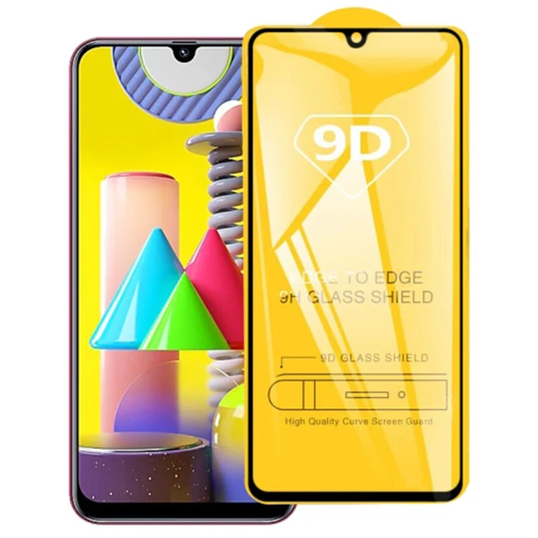 ALLY Galaxy M31 9D Full Glue Tempered Cam Ekran Koruyucu-(5775) - Siyah