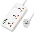HOCO AC8A 2500W 3 Priz + 3 USB + 30W Type-C Multifonksiyonel Priz Çoğaltıcı Şarj Aleti-(5775) - Beyaz
